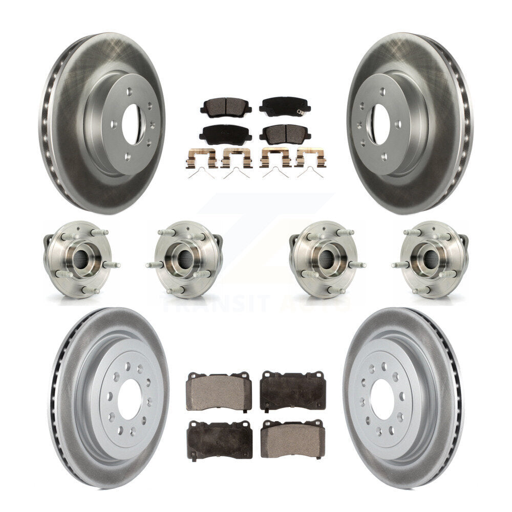 Hub Bearing Coated Disc Brake Rotor & Pad Front Rear Kit (10Pc) For Cadillac ATS