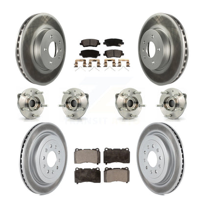Hub Bearing Coated Disc Brake Rotor & Pad Front Rear Kit (10Pc) For Cadillac ATS