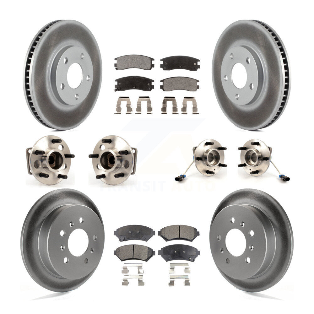 Hub Bearing Coated Brake Rotor & Pads Front Rear Kit (10Pc) For Chevrolet Impala