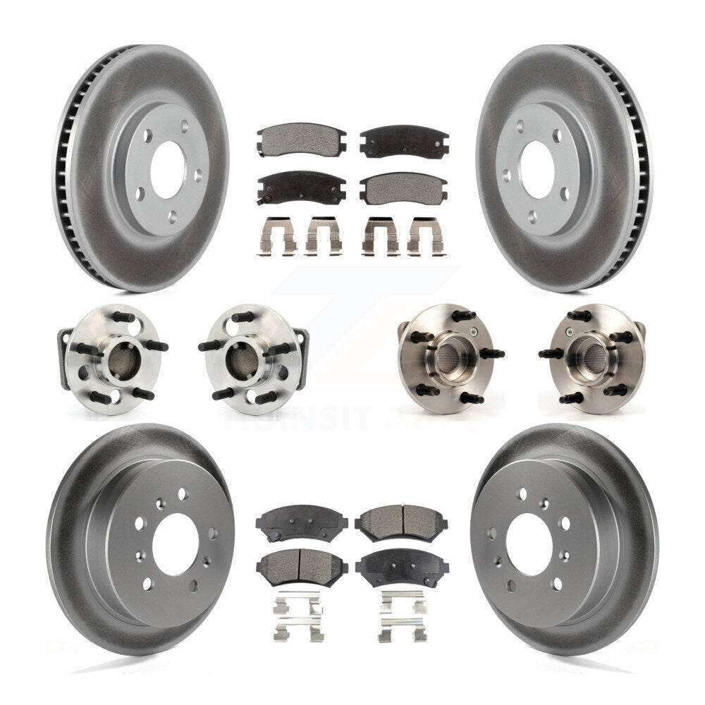 Hub Bearing Coated Brake Rotor & Pads Front Rear Kit (10Pc) For Chevrolet Impala