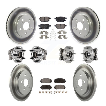 Hub Bearing Coated Brake Rotor Pads Front Rear Kit (10Pc) For Toyota Prius Prime
