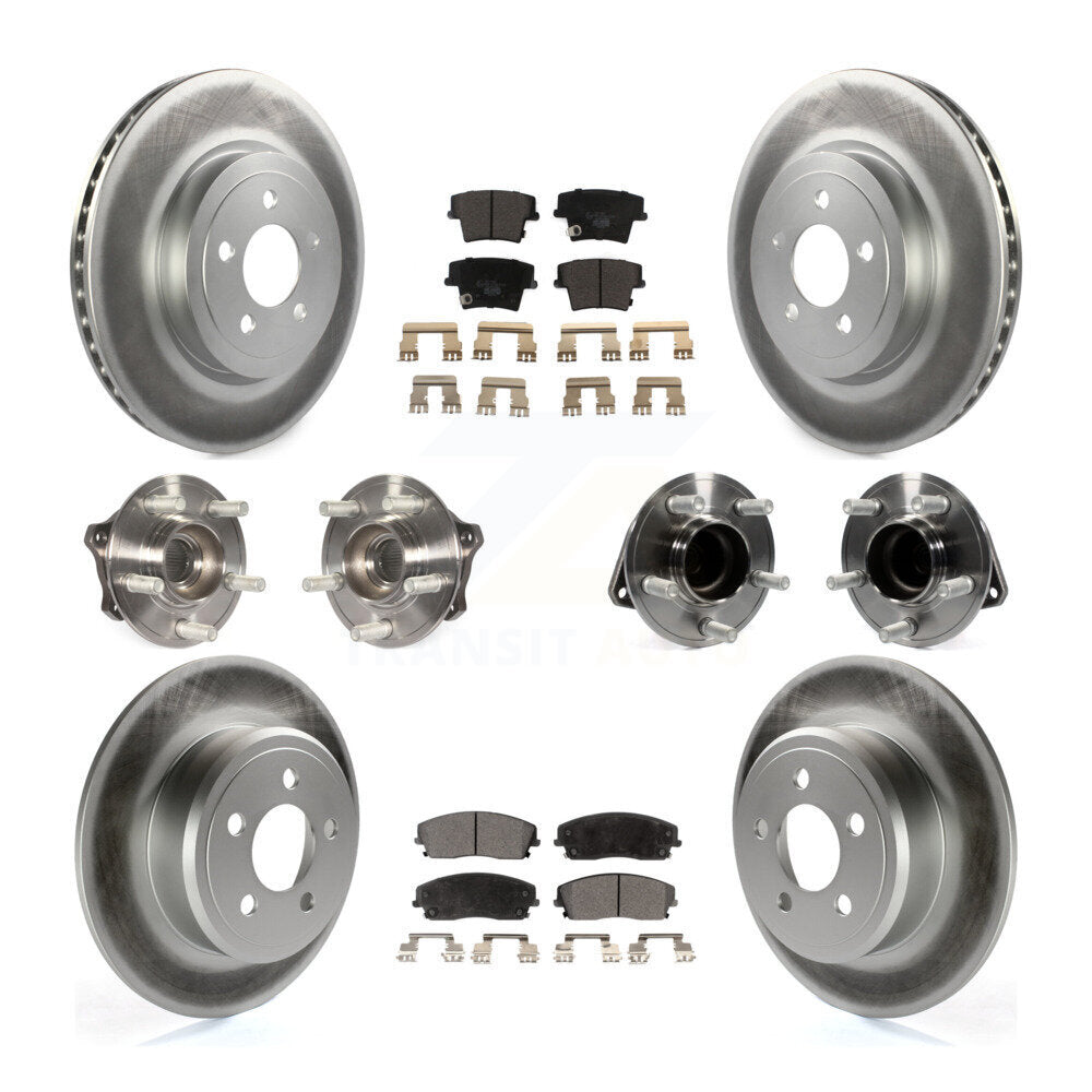 Hub Bearing Coated Disc Brake Rotor Pads Front Rear Kit (10Pc) For Dodge Charger