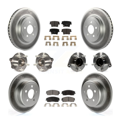 Hub Bearing Coated Disc Brake Rotor Pads Front Rear Kit (10Pc) For Dodge Charger