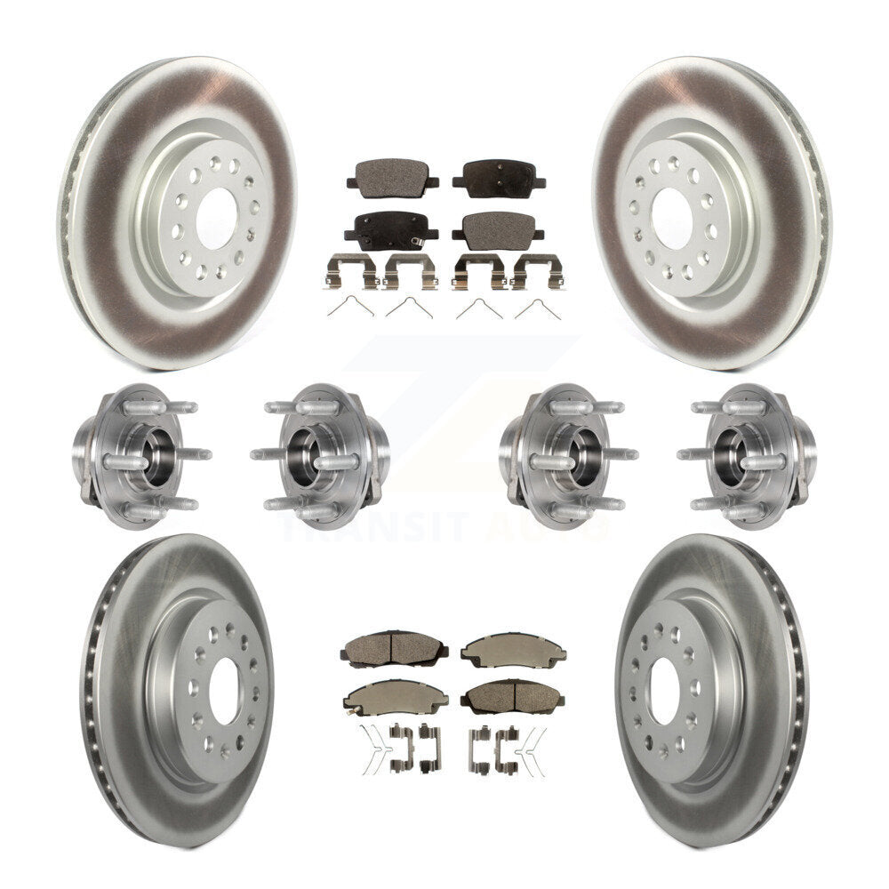 Hub Bearing Coated Brake Rotor Pads Front Rear Kit (10Pc) For Cadillac XT5 Buick