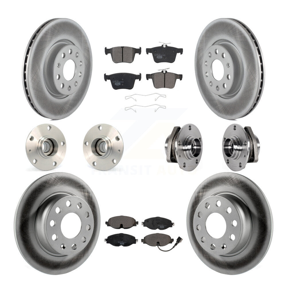 Hub Bearing Coated Brake Rotor & Pad Front Rear Kit (10Pc) For Audi A3 Sportback