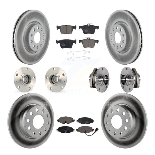 Hub Bearing Coated Brake Rotor & Pad Front Rear Kit (10Pc) For Audi A3 Sportback