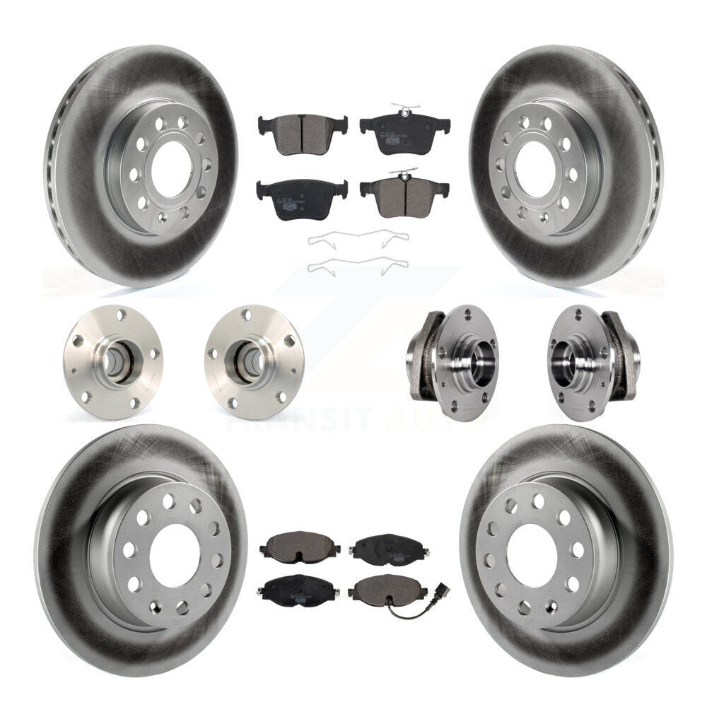 Hub Bearing Coated Brake Rotor & Pad Front Rear Kit (10Pc) For 2016 Audi A3 2.0L