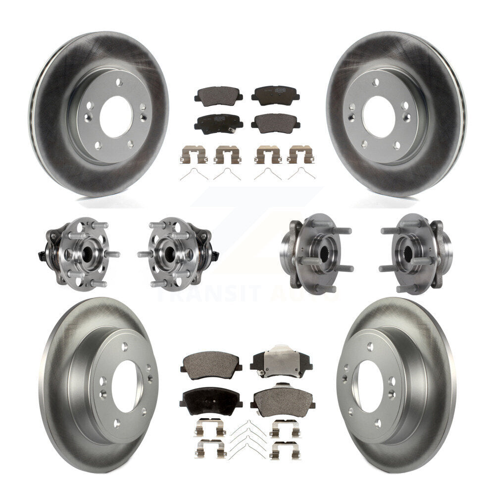 Hub Bearing Coat Brake Rotor Pads Front Rear Kit (10Pc) For Hyundai Elantra 2.0L