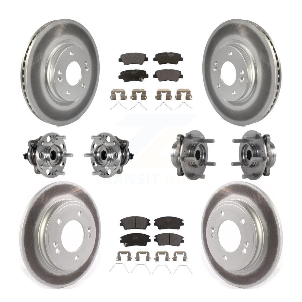 Hub Bearing Coat Brake Rotor Pads Front Rear Kit (10Pc) For Hyundai Elantra 1.6L