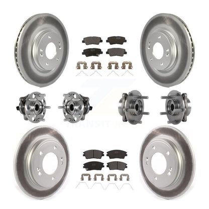 Hub Bearing Coat Brake Rotor Pads Front Rear Kit (10Pc) For Hyundai Elantra 1.6L