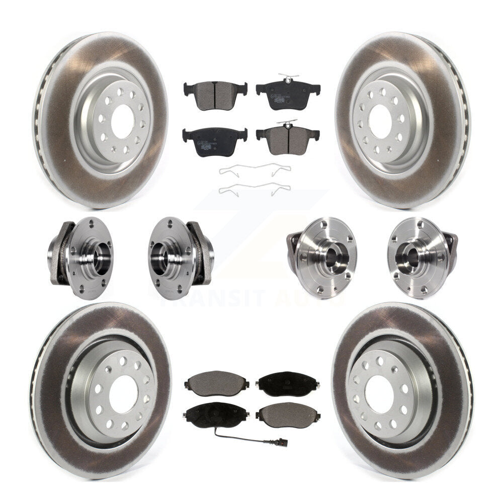 Hub Bearing Coat Brake Rotor Pads Front Rear Kit (10Pc) For Volkswagen Golf R S3