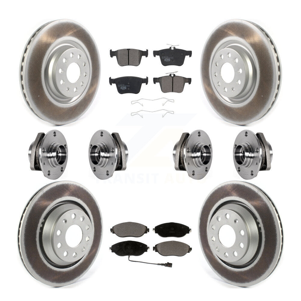 Hub Bearings Coated Disc Brake Rotors And Pads Front Rear Kit (10Pc) For Audi S3