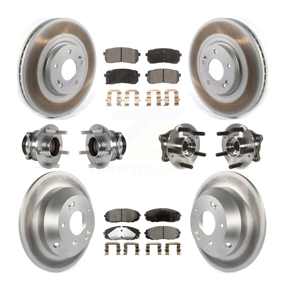 Hub Bearing Coat Brake Rotor Pads Front Rear Kit (10Pc) For 2015-2021 Kia Sedona