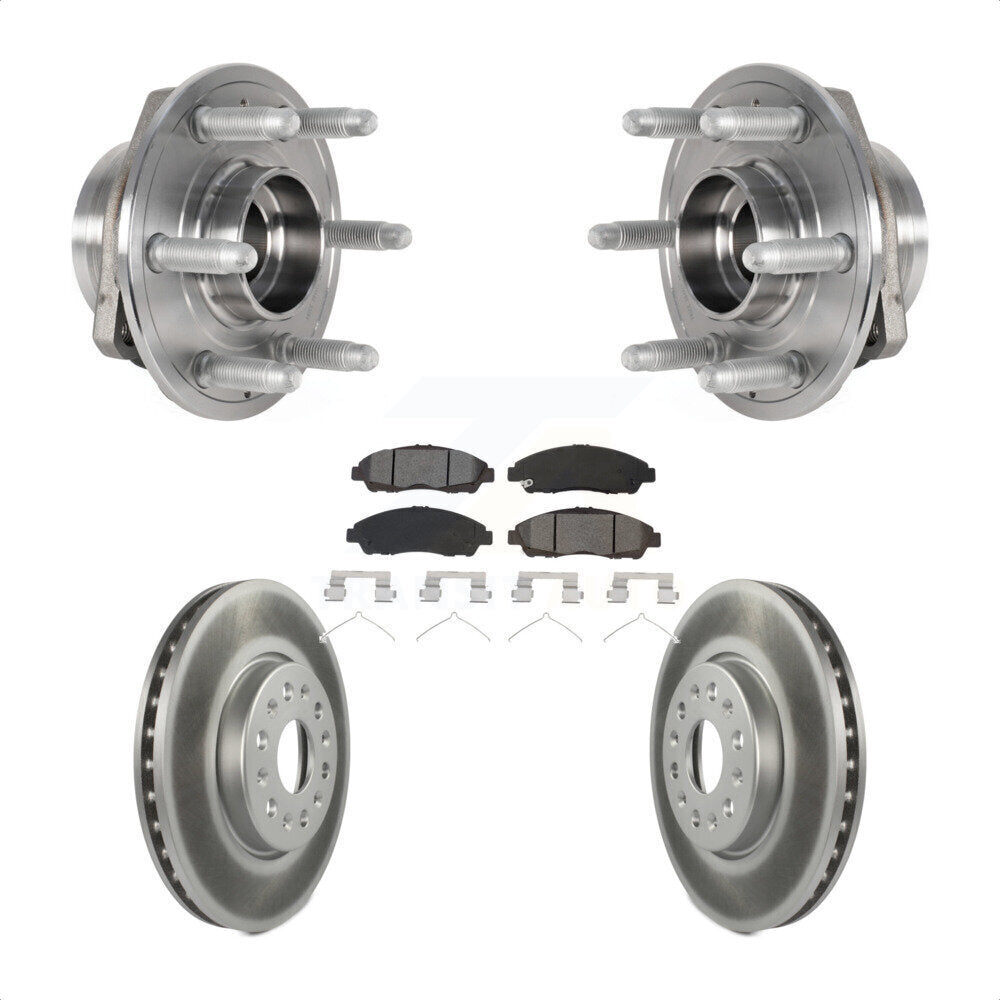 Hub Bearing Coated Brake Rotor & Pad Front Kit For Chevrolet Traverse GMC Acadia