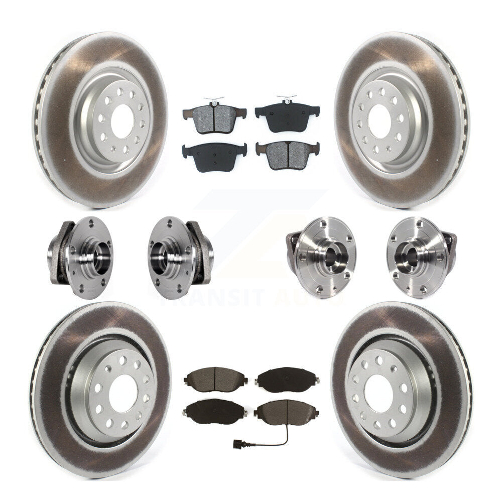Hub Bearing Coat Brake Rotor Pads Front Rear Kit (10Pc) For Volkswagen Golf R S3