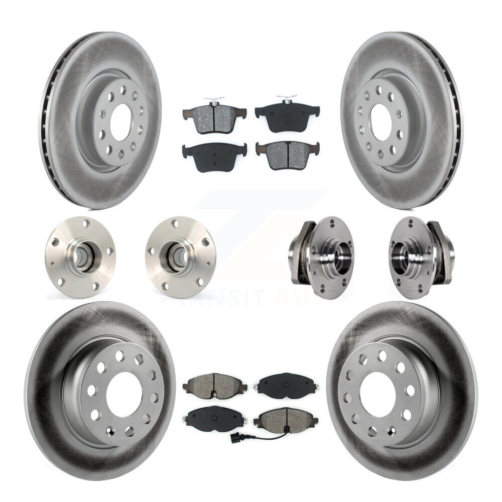 Hub Bearing Coated Brake Rotor & Pad Front Rear Kit (10Pc) For Audi A3 Sportback