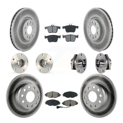 Hub Bearing Coated Brake Rotor & Pad Front Rear Kit (10Pc) For Audi A3 Sportback