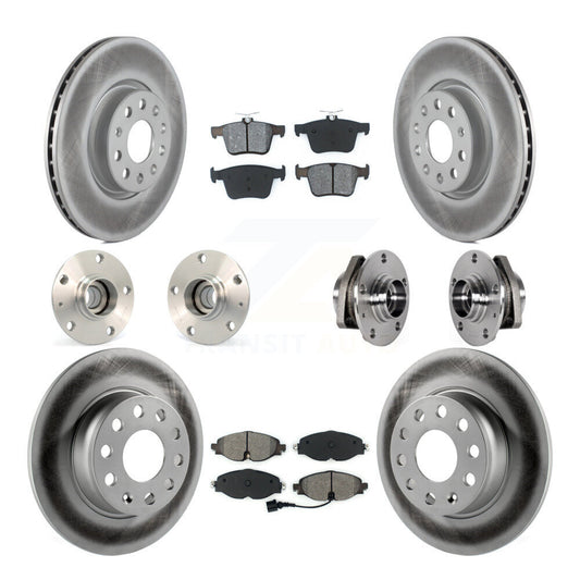 Hub Bearing Coated Brake Rotor & Pad Front Rear Kit (10Pc) For Audi A3 Sportback