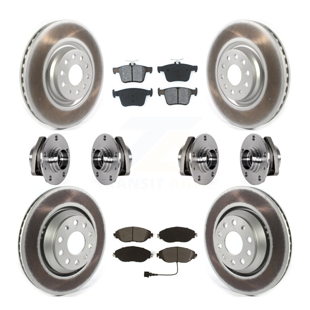 Hub Bearings Coated Disc Brake Rotors And Pads Front Rear Kit (10Pc) For Audi S3