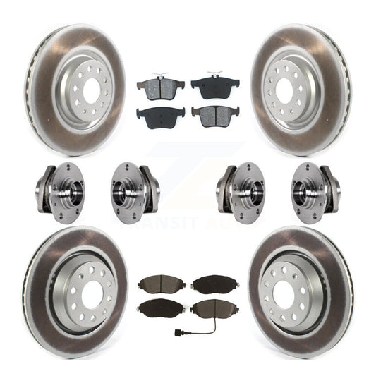 Hub Bearings Coated Disc Brake Rotors And Pads Front Rear Kit (10Pc) For Audi S3