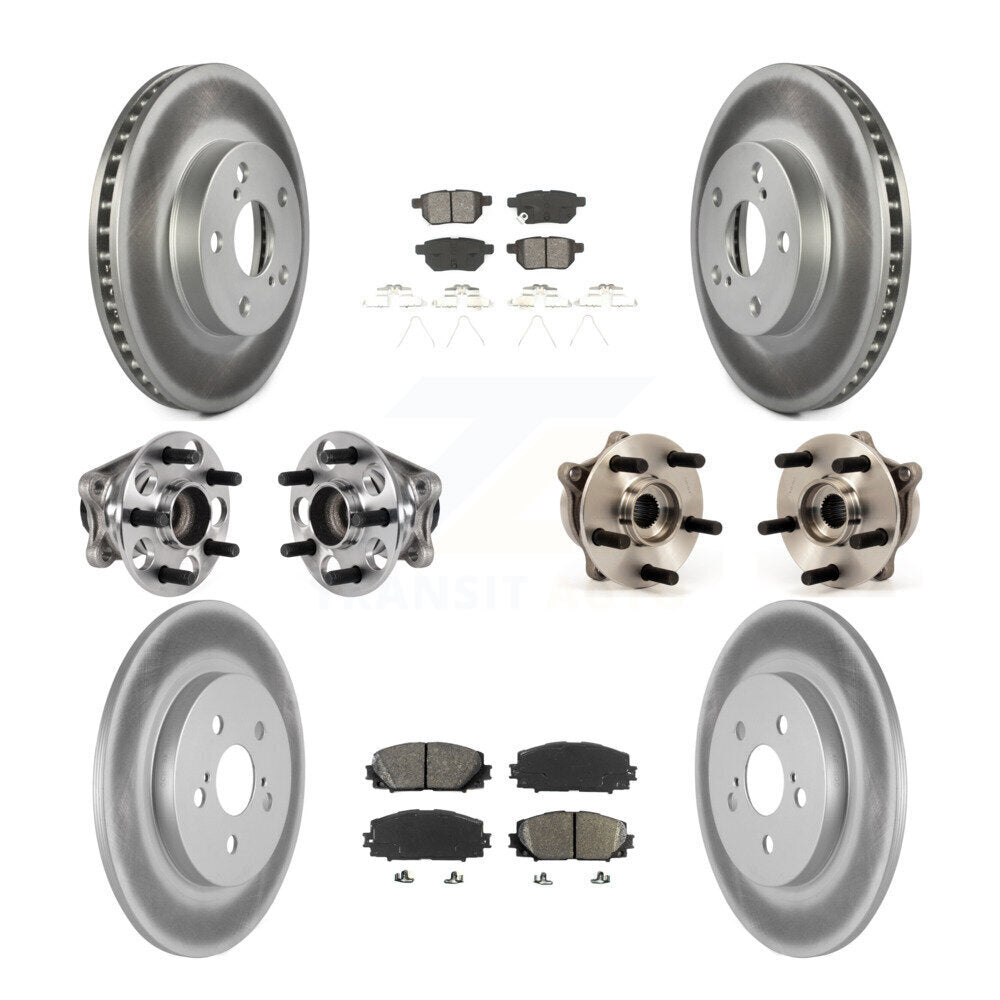 Hub Bearing Coated Disc Brake Rotor & Pad Front Rear Kit (10Pc) For Lexus CT200h