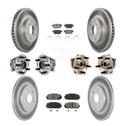Hub Bearing Coated Disc Brake Rotor & Pad Front Rear Kit (10Pc) For Lexus CT200h