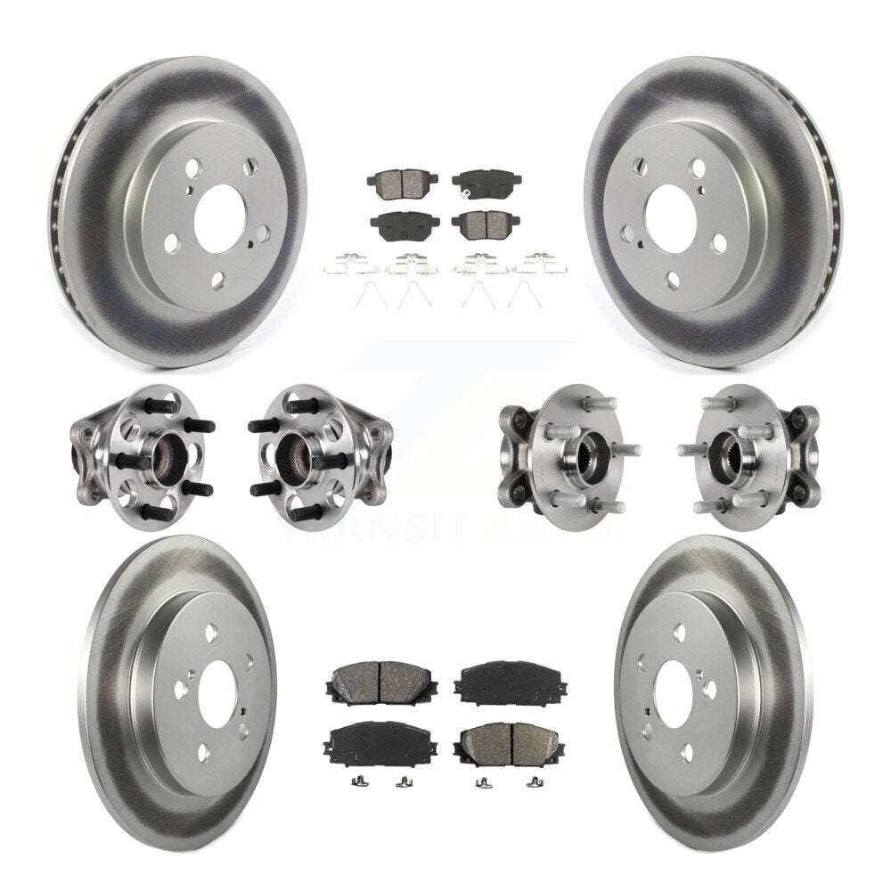 Hub Bearing Coated Brake Rotor Pads Front Rear Kit (10Pc) For Toyota Prius Prime