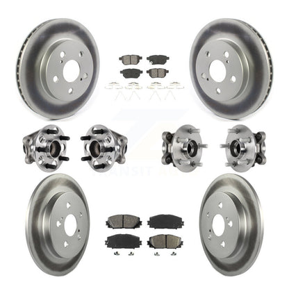 Hub Bearing Coated Brake Rotor Pads Front Rear Kit (10Pc) For Toyota Prius Prime