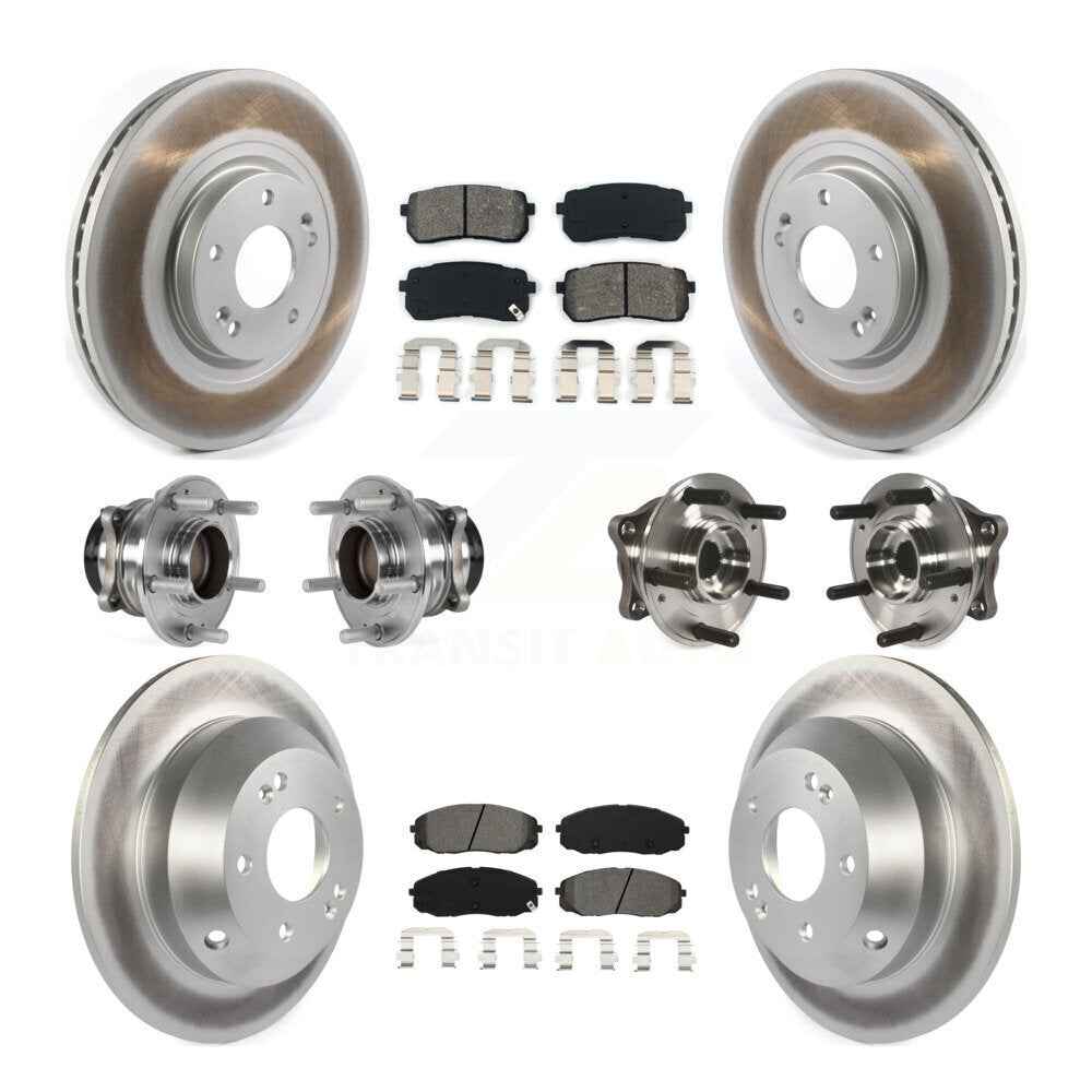 Hub Bearing Coat Brake Rotor Pads Front Rear Kit (10Pc) For 2015-2021 Kia Sedona