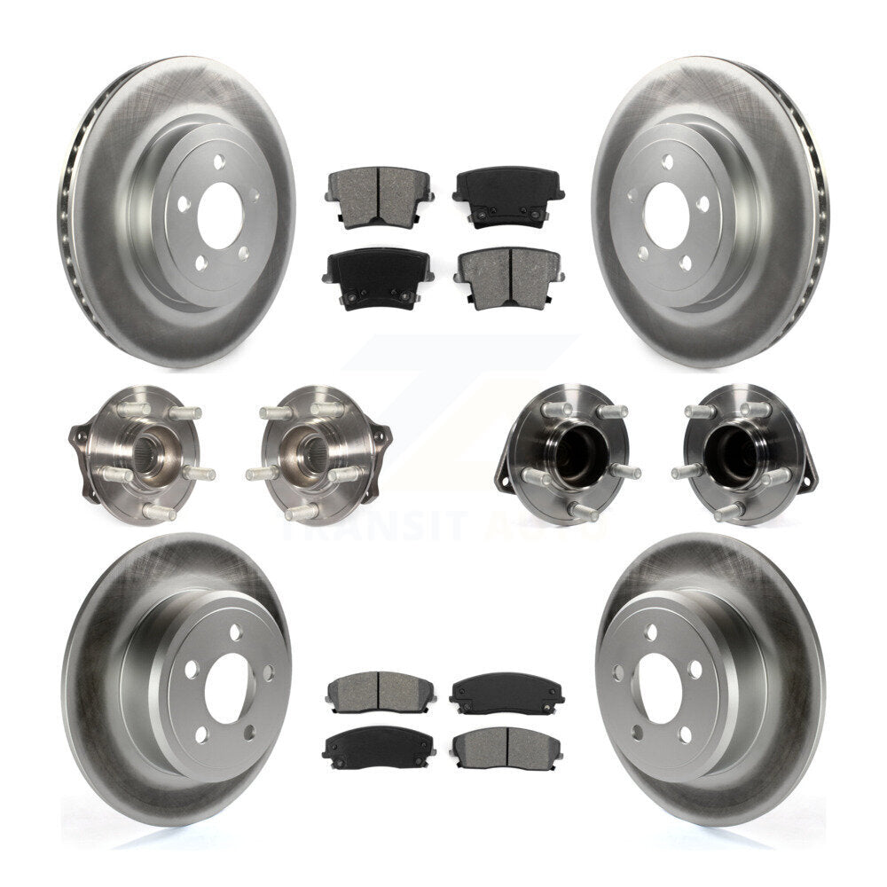 Hub Bearing Coated Disc Brake Rotor Pads Front Rear Kit (10Pc) For Dodge Charger
