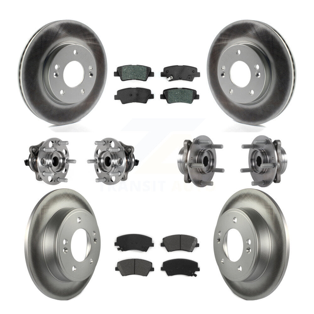 Hub Bearing Coat Brake Rotor Pads Front Rear Kit (10Pc) For Hyundai Elantra 2.0L