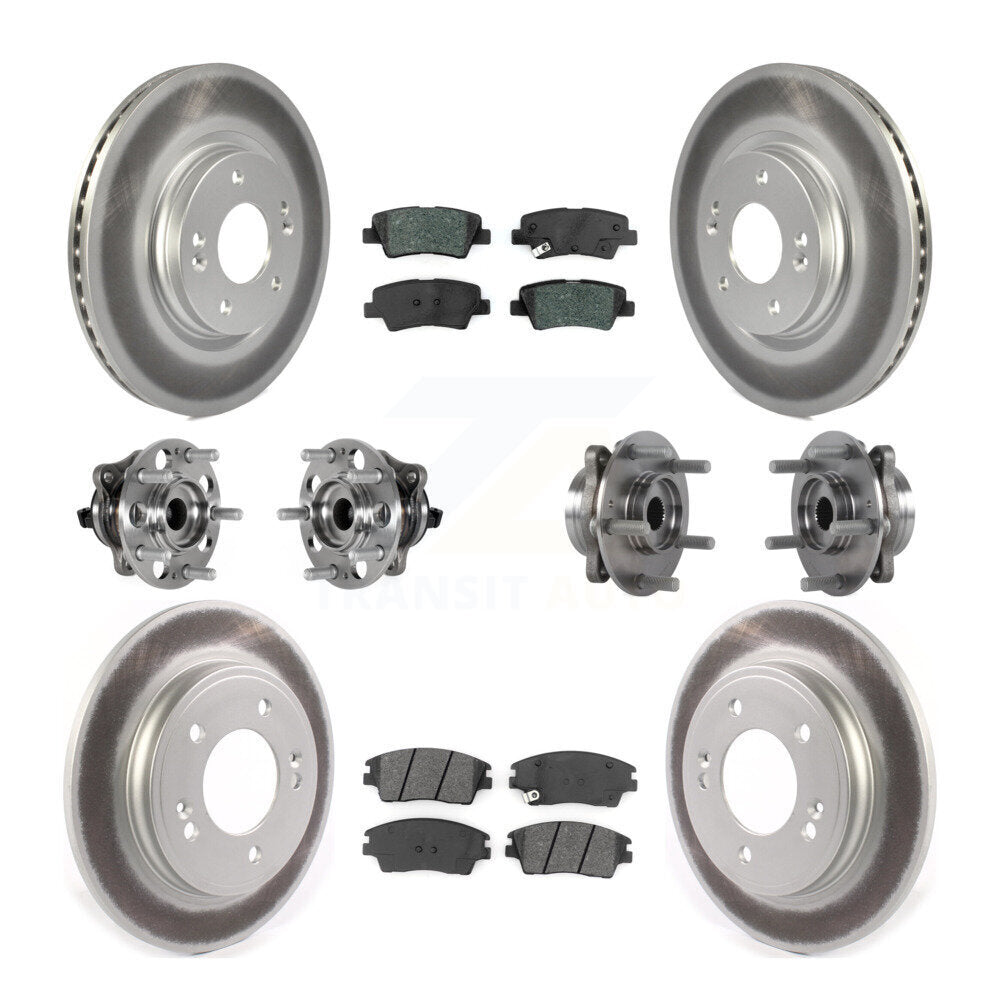 Hub Bearing Coat Brake Rotor Pads Front Rear Kit (10Pc) For Hyundai Elantra 1.6L