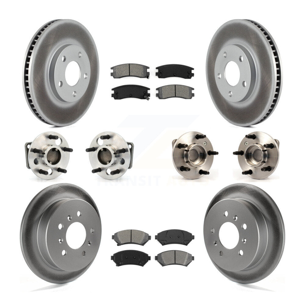 Hub Bearing Coated Brake Rotor & Pads Front Rear Kit (10Pc) For Chevrolet Impala