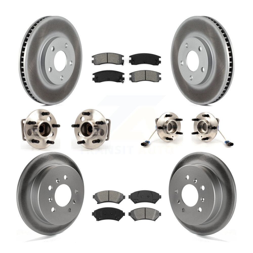 Hub Bearing Coated Brake Rotor & Pads Front Rear Kit (10Pc) For Chevrolet Impala