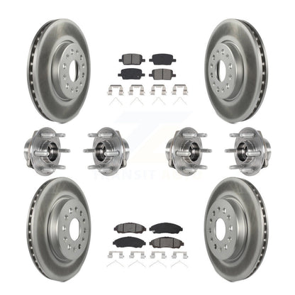 Hub Bearing Coated Brake Rotor Pads Front Rear Kit (10Pc) For Chevrolet Traverse