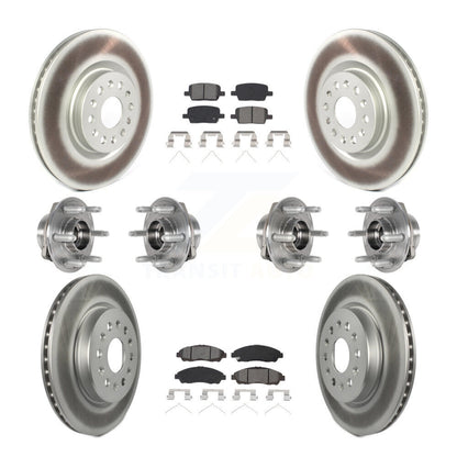 Hub Bearing Coated Brake Rotor Pads Front Rear Kit (10Pc) For Cadillac XT5 Buick