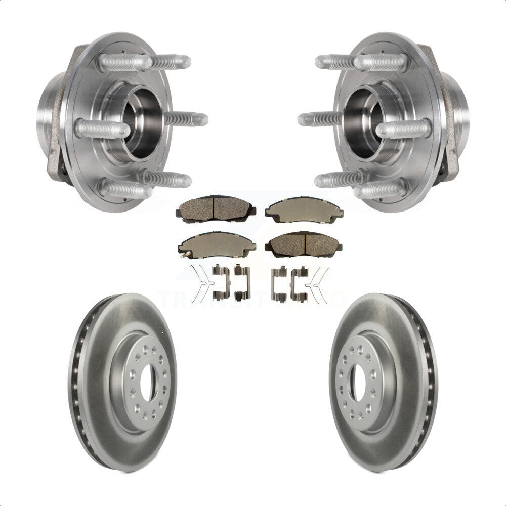 Hub Bearing Coated Brake Rotor & Pad Front Kit For Chevrolet Traverse GMC Acadia