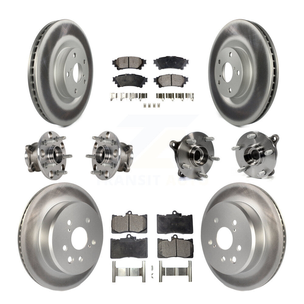 Hub Bearing Coated Brake Rotor & Pad Front Rear Kit (10Pc) For Lexus IS300 IS350