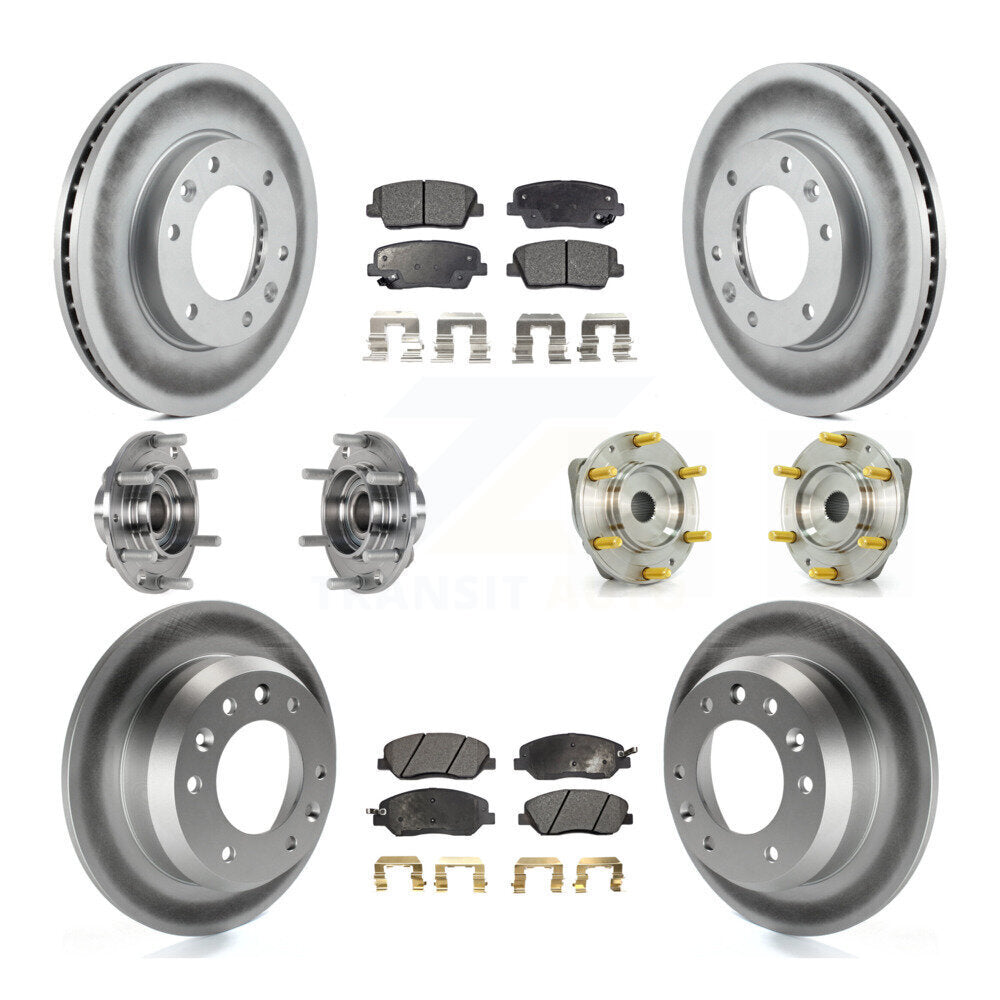 Hub Bearing Coated Brake Rotor Pads Front Rear Kit (10Pc) For Kia Sedona Hyundai