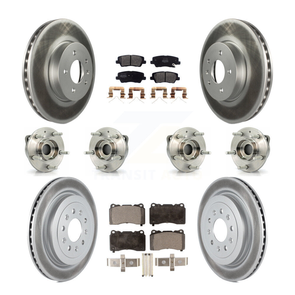 Hub Bearing Coated Disc Brake Rotor & Pad Front Rear Kit (10Pc) For Cadillac ATS