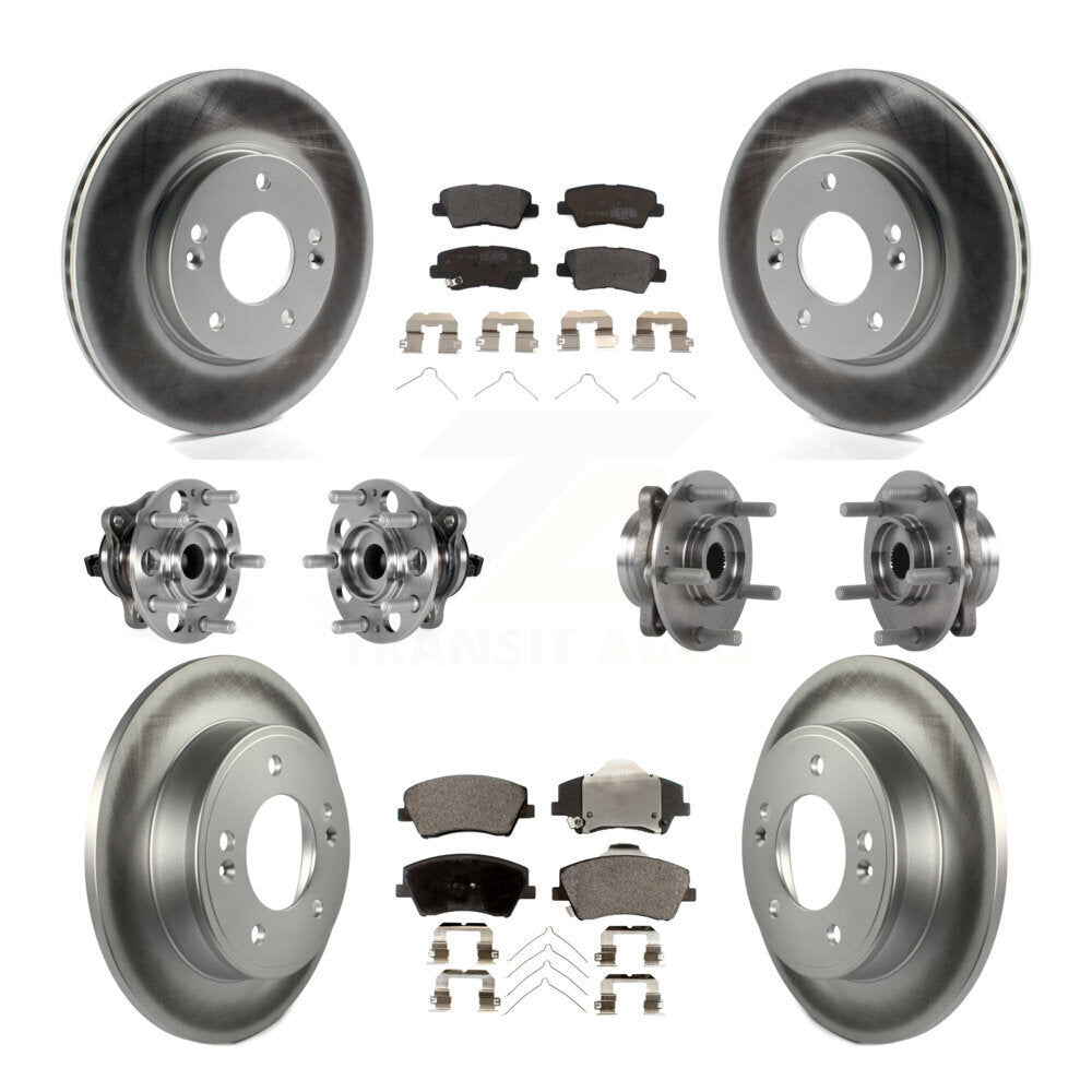 Hub Bearing Coat Brake Rotor Pads Front Rear Kit (10Pc) For Hyundai Elantra 2.0L