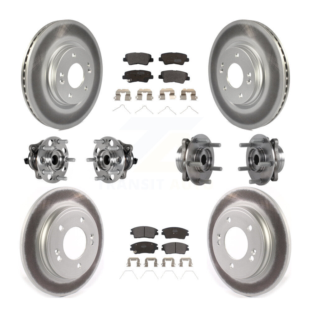 Hub Bearing Coat Brake Rotor Pads Front Rear Kit (10Pc) For Hyundai Elantra 1.6L