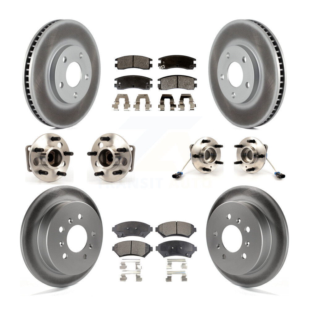 Hub Bearing Coated Brake Rotor & Pads Front Rear Kit (10Pc) For Chevrolet Impala