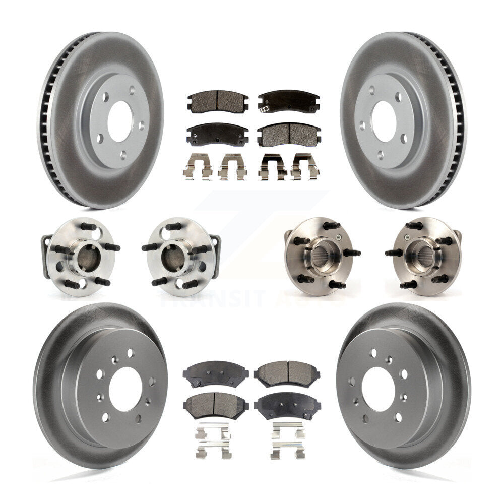 Hub Bearing Coated Brake Rotor & Pads Front Rear Kit (10Pc) For Chevrolet Impala
