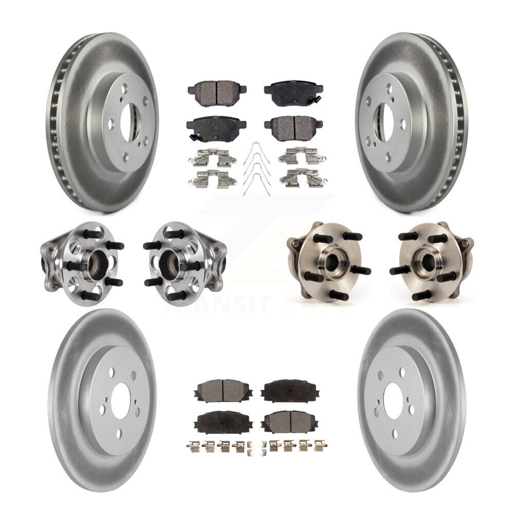 Hub Bearing Coated Disc Brake Rotor & Pad Front Rear Kit (10Pc) For Lexus CT200h