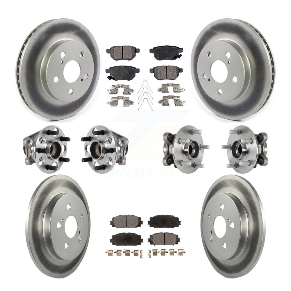 Hub Bearing Coated Brake Rotor Pads Front Rear Kit (10Pc) For Toyota Prius Prime