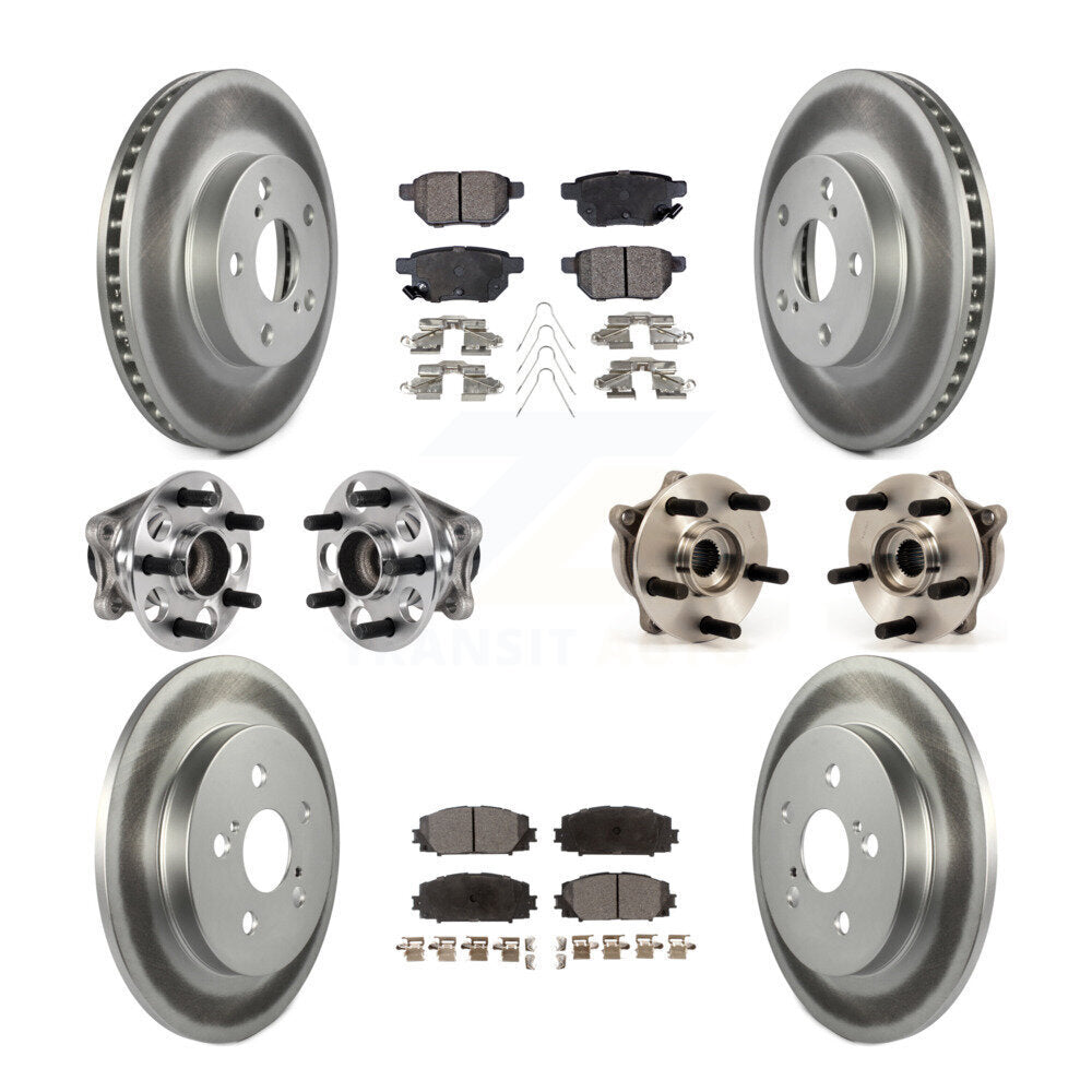 Hub Bearing Coated Disc Brake Rotor & Pad Front Rear Kit (10Pc) For Lexus CT200h