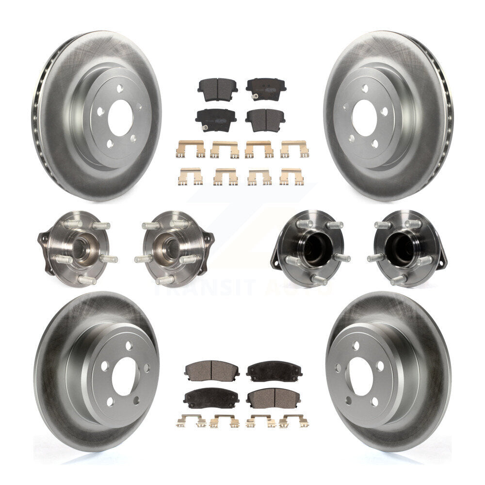 Hub Bearing Coated Disc Brake Rotor Pads Front Rear Kit (10Pc) For Dodge Charger