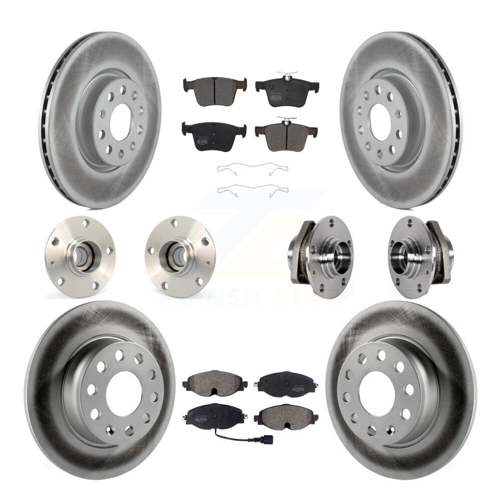 Hub Bearing Coated Brake Rotor & Pad Front Rear Kit (10Pc) For Audi A3 Sportback