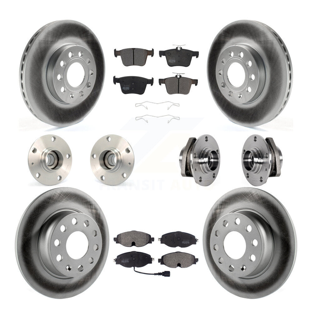 Hub Bearing Coated Brake Rotor & Pad Front Rear Kit (10Pc) For 2016 Audi A3 2.0L